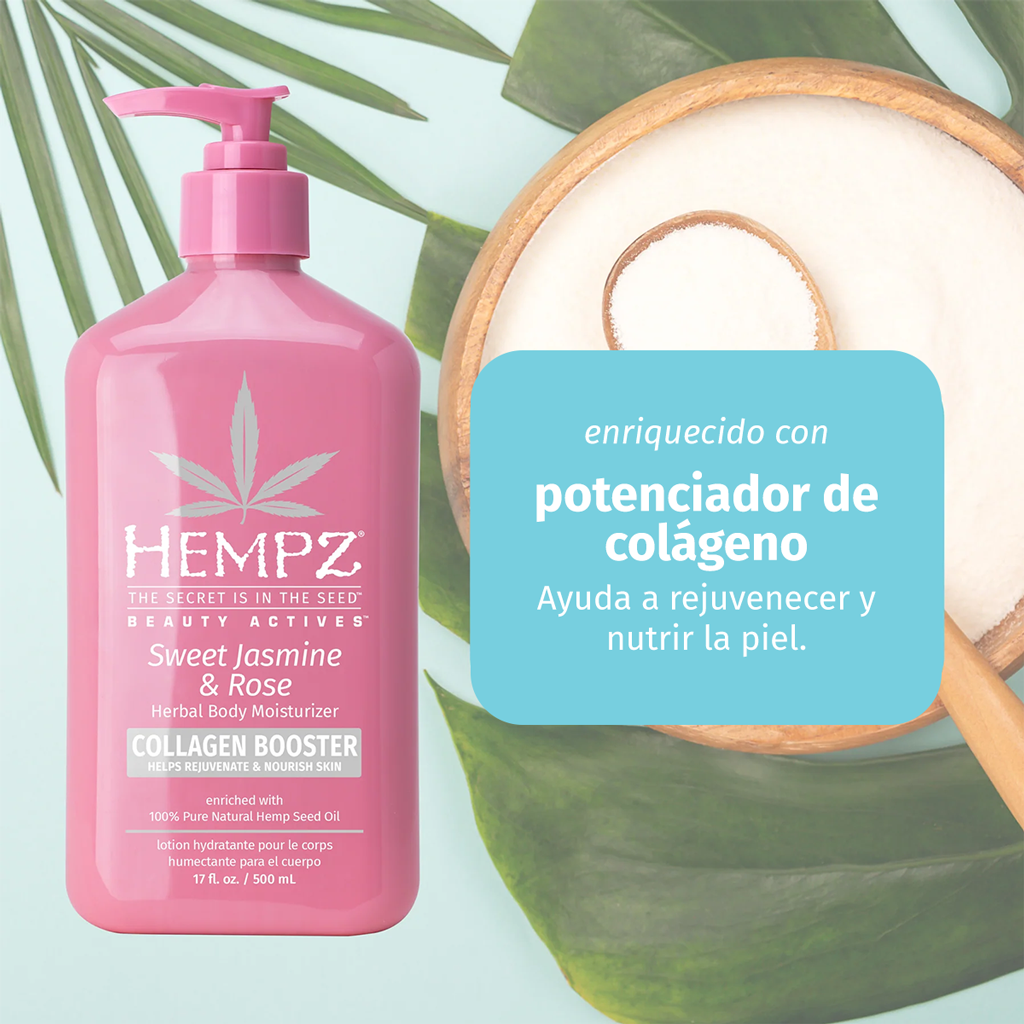 HEMPZ HIDRATANTE CORPORAL DE JAZMÍN DULCE Y ROSA CON POTENCIADOR DE COLÁGENO 500 ML