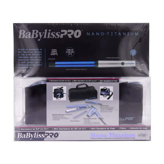 Combo de viaje BaByliss Pro Secadora + Plancha + Tenaza Nano Titanium