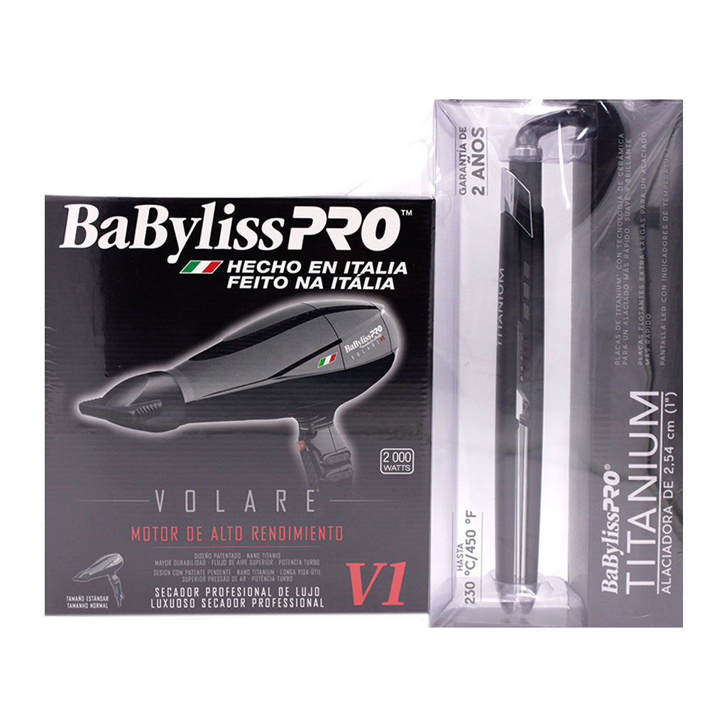 Combo BaByliss Pro Secadora y Alaciadora Negra Ferrari Edition