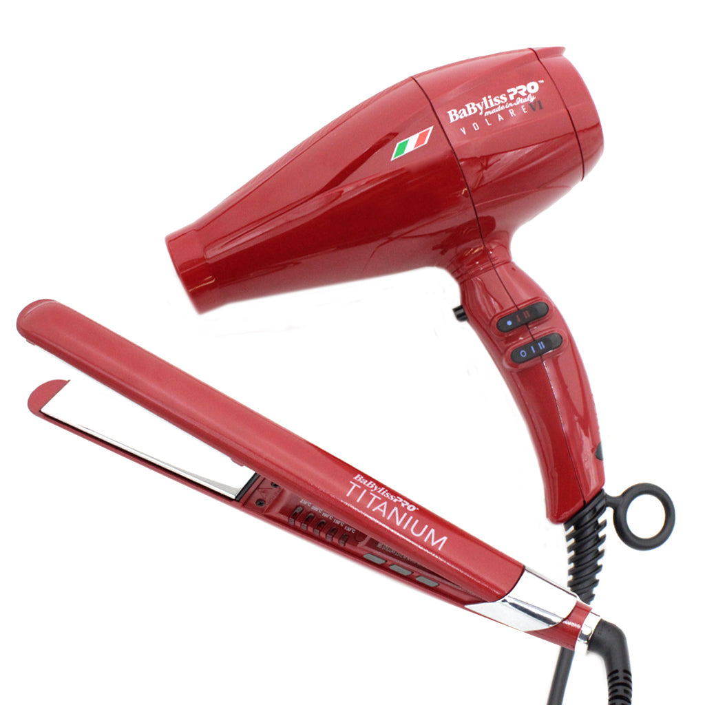 Combo BaByliss Pro Secadora y Alaciadora Roja Ferrari Edition
