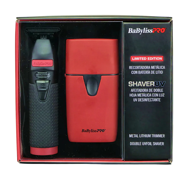 COMBO BABYLISS TRIMMER FX+ Y SHAVER UV NEGRO/ROJO