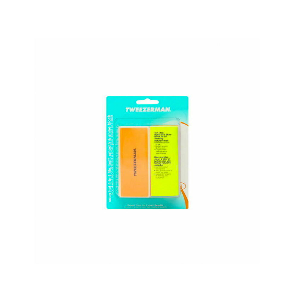 Tweezerman Bloque de 4 Limas en 1 Neon Buff & Shine Block