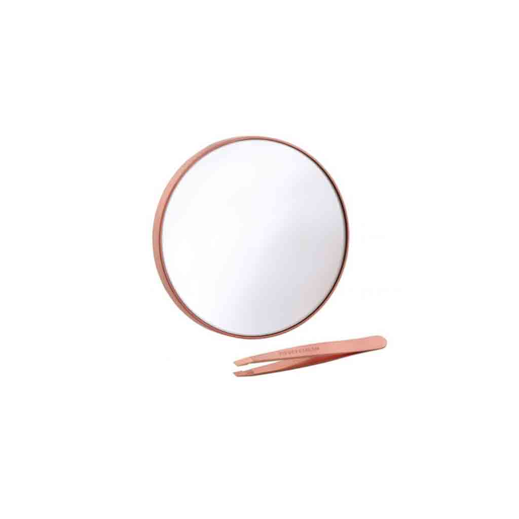 Tweezerman Mini Pinzas y Espejo Aumento de 10x Oro Rosa - Kokoro MX