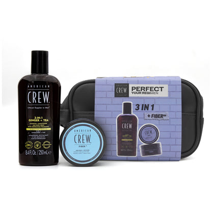KIT AMERICAN CREW FIBER & SHAMPOO 3-IN-1