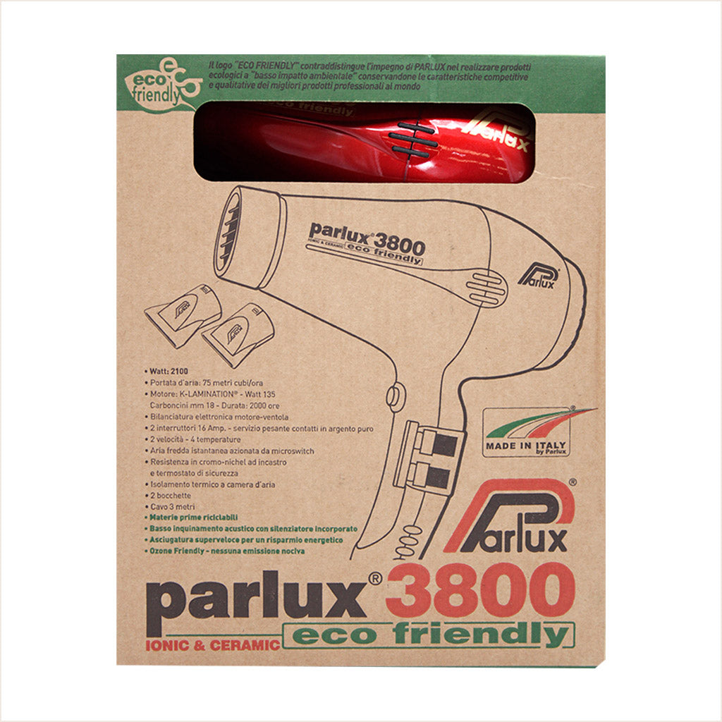 Secador 3800 eco friendly Parlux rojo - Intermediaciones Pelos y mechas  S.L.U